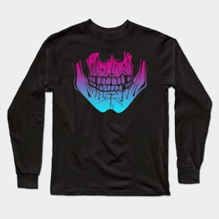 Skeleton Teeth and Jaw Vaporwave Long Sleeve T-Shirt